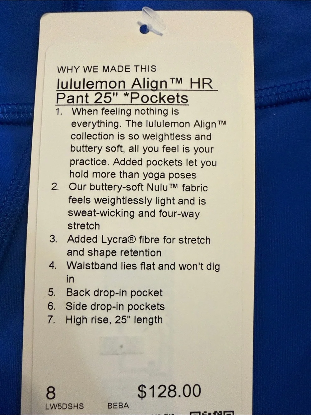 lululemon athletica High-Rise Legging — Electric Blue